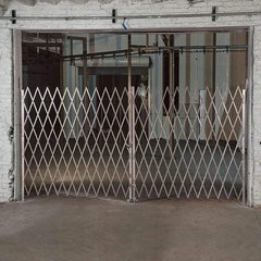 Illinois Engineered Products - 90" High Bi-Parting Folding Gates - Galvanized Steel, Silver - USA Tool & Supply