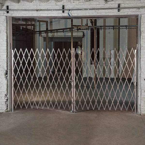 Illinois Engineered Products - 102" High Bi-Parting Folding Gates - Galvanized Steel, Silver - USA Tool & Supply