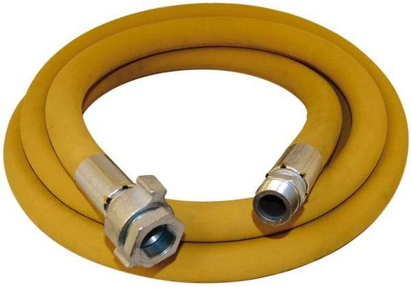 Alliance Hose & Rubber - 1-1/2" ID x 2.05" OD 50' Long Wire Braid Air Hose - Male NPT x Female NPT Ground Joint Swivel Ends, 600 Working psi, -22 to 176°F, 1-1/2" Fitting, Yellow - USA Tool & Supply