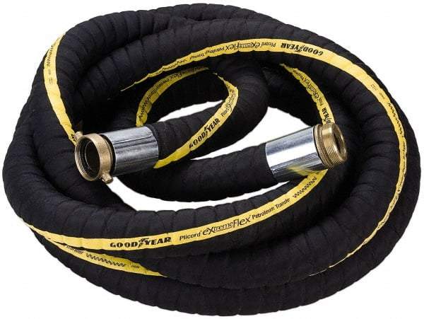 Alliance Hose & Rubber - 2" ID x 2.43" OD x 25' OAL, Male x Female Petroleum Transfer Hose - 250 Max Working psi, -40 to 200°F, 2" Bend Radius, 2" Fitting, Black - USA Tool & Supply