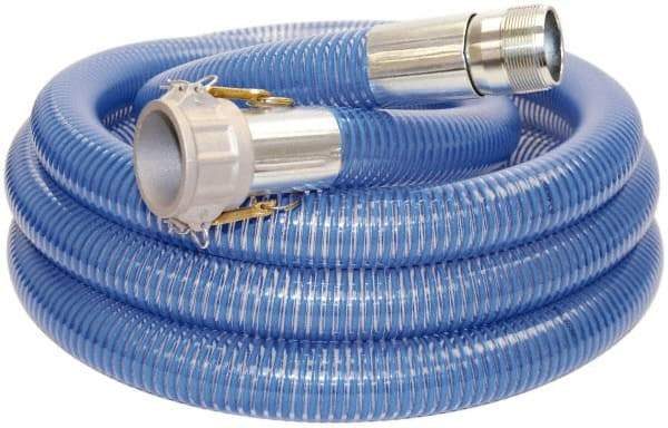 Alliance Hose & Rubber - -40 to 150°F, 1-1/2" Inside x 1.77" Outside Diam, PVC Liquid Suction & Discharge Hose - Transparent Blue, 20' Long, 29 Vacuum Rating, 89 psi Working Pressure - USA Tool & Supply