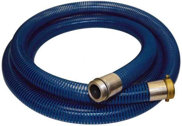 Alliance Hose & Rubber - -40 to 150°F, 4" Inside x 4-1/2" Outside Diam, PVC Liquid Suction & Discharge Hose - Transparent Blue, 20' Long, 29 Vacuum Rating, 55 psi Working Pressure - USA Tool & Supply