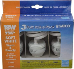 Value Collection - 18 Watt Fluorescent Residential/Office Medium Screw Lamp - 2,700°K Color Temp, 1,200 Lumens, T2, 12,000 hr Avg Life - USA Tool & Supply