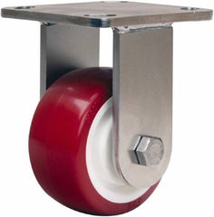 Hamilton - 4" Diam x 2" Wide x 5-5/8" OAH Top Plate Mount Rigid Caster - Polyurethane Mold on Polypropylene, 750 Lb Capacity, Delrin Bearing, 4 x 4-1/2" Plate - USA Tool & Supply