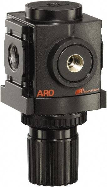 ARO/Ingersoll-Rand - 1/4 NPT Port, 86 CFM, Aluminum Compact Regulator - 0 to 140 psi Range, 250 Max psi Supply Pressure, 1/8" Gauge Port Thread, 2.705" Wide x 4.772" High - USA Tool & Supply