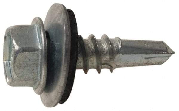 Elco - #12-14, Hex Washer Head, Hex Drive, 4" Length Under Head, #3 Point, Self Drilling Screw - Steel - USA Tool & Supply
