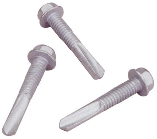 Elco - 1/4", Hex Washer Head, Hex Drive, 5" Length Under Head, #5 Point, Self Drilling Screw - Steel - USA Tool & Supply