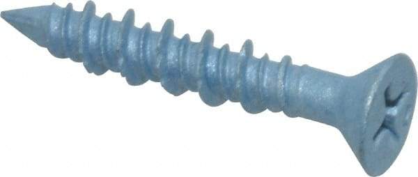 Elco - 3/16" Diam, 1-1/4" OAL, Phillips Drive, Concrete Screw & Masonry Fastener - Steel, Blue StalGard Finish, Includes #2 Drill Bit - USA Tool & Supply