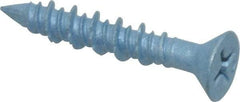 Elco - 3/16" Diam, 1-1/4" OAL, Phillips Drive, Concrete Screw & Masonry Fastener - Steel, Blue StalGard Finish, Includes #2 Drill Bit - USA Tool & Supply