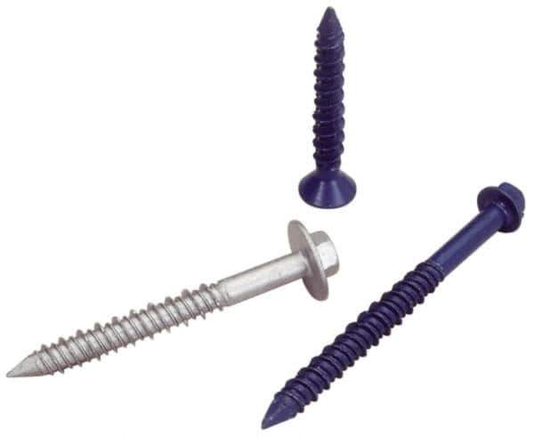 Elco - 3/16" Diam, 4" Length Under Head, Hex Drive, Concrete Screw & Masonry Fastener - Steel, Blue StalGard Finish, Includes 5/16" Drill Bit - USA Tool & Supply