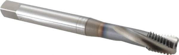 OSG - M10x1.50 Metric Coarse 3 Flute 6H Bottoming Spiral Flute Tap - Vanadium High Speed Steel, TiCN Finish, 100mm OAL, Right Hand Flute, Right Hand Thread, Series 13113 - USA Tool & Supply