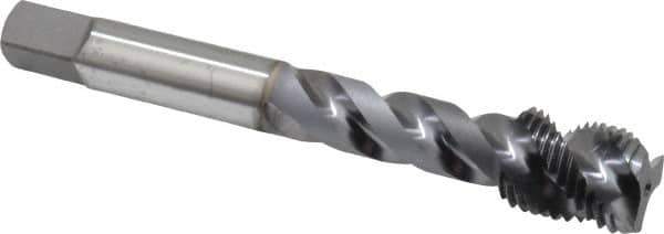 OSG - 1/2-20 UNF 3 Flute Modified Bottoming Spiral Flute Tap - Vanadium High Speed Steel, TiCN Finish, 3-3/8" OAL, Right Hand Flute, Right Hand Thread, Oversize, H7, Series 290 - USA Tool & Supply
