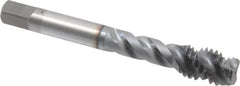 OSG - 7/16-14 UNC 3 Flute Modified Bottoming Spiral Flute Tap - Vanadium High Speed Steel, TiCN Finish, 3-5/32" OAL, Right Hand Flute, Right Hand Thread, Oversize, H7, Series 290 - USA Tool & Supply