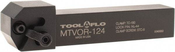 Tool-Flo - External Thread, Right Hand Cut, 3/4" Shank Width x 3/4" Shank Height Indexable Threading Toolholder - 4-1/2" OAL, T.MA/C 43 Insert Compatibility, MTVO Toolholder, Series On-Edge - USA Tool & Supply