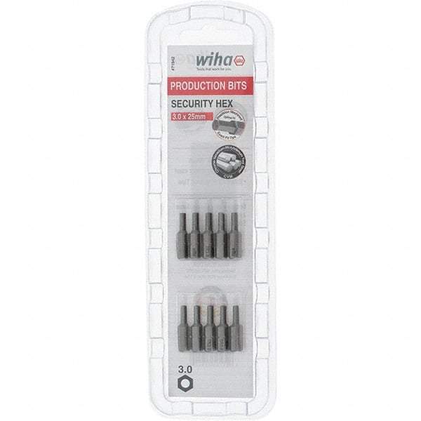 Wiha - 3mm Hex Screwdriver Bit - 1/4" Drive, 1" OAL - USA Tool & Supply