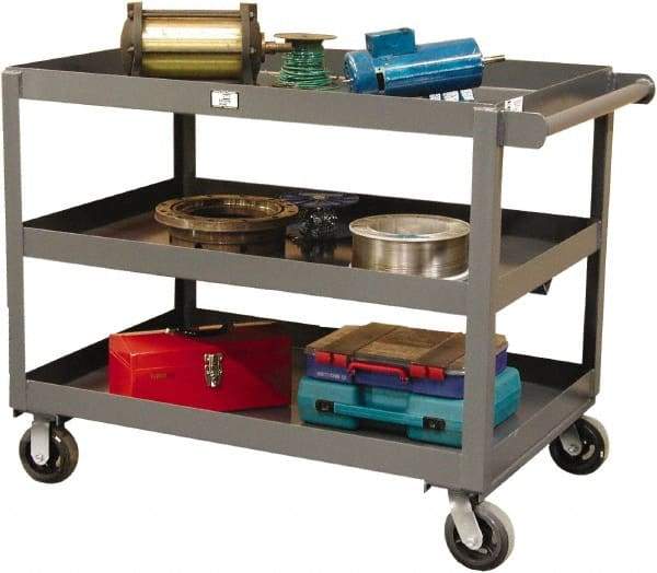 Strong Hold - 2,000 Lb Capacity, 32" Wide x 48" Long x 40" High Service Cart - 3 Shelf, Steel, Swivel Casters - USA Tool & Supply