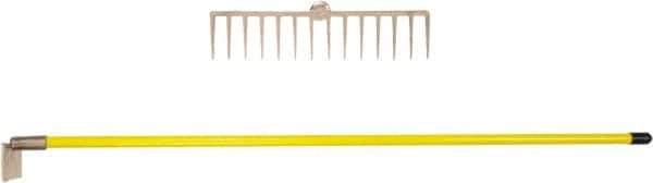 Ampco - Rake with 58" Straight Fiberglass Handle - 14-1/4" Blade Width, 14 Tines, 2-3/4" Tine Length - USA Tool & Supply