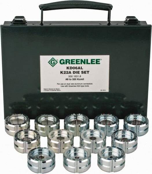 Greenlee - 8 AWG - 350 MCM Crimping Die Set - Use with Mfr's # EK628L11 - USA Tool & Supply