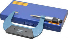 Fowler - 2" to 3" Mechanical Baked Enamel (Frame) & Satin Chrome (Graduations) Coated Blade Micrometer - 0.0002" Accuracy, 0.0001" Graduation, 0.03" Blade Thickness, Ratchet Stop Thimble - USA Tool & Supply