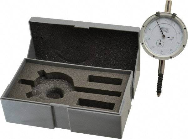 Fowler - 0.4" Range, 0-50-0 Dial Reading, 0.0005" Graduation Dial Drop Indicator - Revolution Counter - USA Tool & Supply
