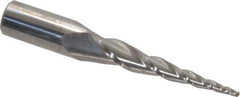 Accupro - 5° Taper Angle per Side, 1/16" Small End Diam, 1-1/2" LOC, Solid Carbide 3 Flute Tapered Ball End Mill - 2-1/2" OAL, 3/8" Shank Diam - USA Tool & Supply