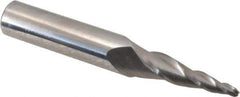 Accupro - 7° Taper Angle per Side, 3/32" Small End Diam, 1" LOC, Solid Carbide 3 Flute Tapered Ball End Mill - 2-1/2" OAL, 3/8" Shank Diam - USA Tool & Supply