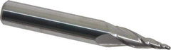Accupro - 10° Taper Angle per Side, 1/16" Small End Diam, 3/4" LOC, Solid Carbide 3 Flute Tapered Ball End Mill - 2-1/2" OAL, 3/8" Shank Diam - USA Tool & Supply
