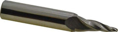 Accupro - 10° Taper Angle per Side, 3/32" Small End Diam, 1" LOC, Solid Carbide 3 Flute Tapered Ball End Mill - 3" OAL, 1/2" Shank Diam - USA Tool & Supply