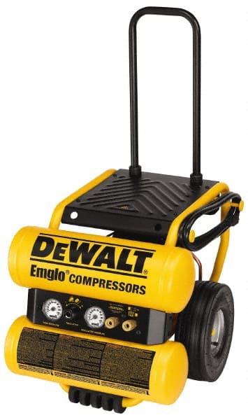 DeWALT - 1.1 HP, 3.8 CFM Wheeled Dolly Style Electric Oil Lube Compressor - USA Tool & Supply