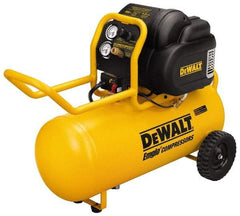 DeWALT - 1.6 Running HP, 4.8 CFM at 90 psi CFM Horizontal Electric Oil Free Compressor - 15 Gallon Tank, 15 Amp, 200 Max psi, 120V - USA Tool & Supply