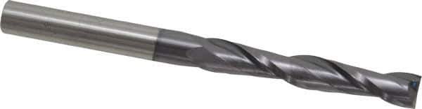 Atrax - 1/2", 3" LOC, 1/2" Shank Diam, 6" OAL, 2 Flute, Solid Carbide Square End Mill - Single End, AlTiN Finish, Spiral Flute, 30° Helix, Centercutting, Right Hand Cut - USA Tool & Supply