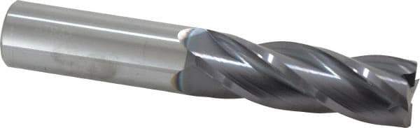 Atrax - 1", 3" LOC, 1" Shank Diam, 5-1/2" OAL, 4 Flute, Solid Carbide Square End Mill - Single End, AlTiN Finish, Spiral Flute, 30° Helix, Centercutting, Right Hand Cut, Right Hand Flute - USA Tool & Supply