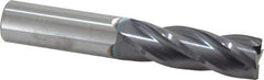 Atrax - 1", 3" LOC, 1" Shank Diam, 5-1/2" OAL, 4 Flute, Solid Carbide Square End Mill - Single End, AlTiN Finish, Spiral Flute, 30° Helix, Centercutting, Right Hand Cut, Right Hand Flute - USA Tool & Supply