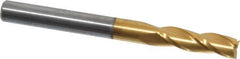 Atrax - 3/16", 5/8" LOC, 3/16" Shank Diam, 2" OAL, 3 Flute, Solid Carbide Square End Mill - Single End, TiN Finish, Spiral Flute, 30° Helix, Centercutting, Right Hand Cut - USA Tool & Supply
