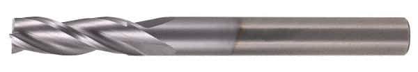 Atrax - 9/16", 1-1/4" LOC, 9/16" Shank Diam, 3-1/2" OAL, 3 Flute, Solid Carbide Square End Mill - Single End, TiN Finish, Spiral Flute, 30° Helix, Centercutting, Right Hand Cut - USA Tool & Supply