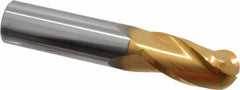 Atrax - 3/4" Diam, 1-1/2" LOC, 3 Flute Solid Carbide Ball End Mill - TiN Finish, Single End, 4" OAL, 3/4" Shank Diam - USA Tool & Supply