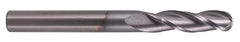 Atrax - 7/8" Diam, 1-1/2" LOC, 3 Flute Solid Carbide Ball End Mill - TiN Finish, Single End, 4" OAL, 7/8" Shank Diam - USA Tool & Supply