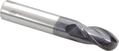 Atrax - 1/2" Diam, 1" LOC, 3 Flute Solid Carbide Ball End Mill - AlTiN Finish, Single End, 3" OAL, 1/2" Shank Diam - USA Tool & Supply