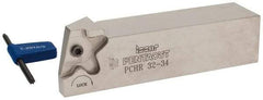 Iscar - External Thread, 0.3937" Max Depth of Cut, 1.5mm Min Groove Width, 135mm OAL, Right Hand Indexable Grooving Cutoff Toolholder - 32mm Shank Height x 32mm Shank Width, PENTA 34.. Insert Style, PCH Toolholder Style, Series PentaCut - USA Tool & Supply