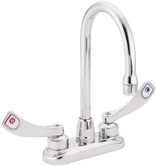 Moen - 2 Hole Mount, Spout Reach Commercial Faucet - Two Handle, Wrist Blade Handle, High Spout, No Drain - USA Tool & Supply