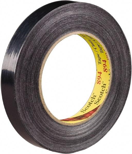 3M - 18mm x 55m Black Rubber Adhesive Strapping Tape - Polypropylene Film Backing, 6 mil Thick, 300 Lb Tensile Strength, Series 894 - USA Tool & Supply