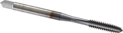 OSG - #6-32 UNC 3B 3 Flute TiCN Finish High Speed Steel Straight Flute Standard Hand Tap - Plug, Right Hand Thread, 2" OAL, 11/16" Thread Length, H2 Limit, Oversize - Exact Industrial Supply