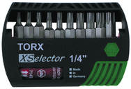 10 Piece - Torx® T7; T8; T9; T10; T15; T20; T25; T27; T30; T40 - Quick Release Holder - Insert Bit Set in XSelector Storage Box - USA Tool & Supply