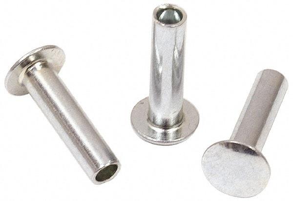 RivetKing - 0.1 to 0.17" Hole Diam, Round Head, Zinc Plated Steel, Semi Tubular Rivet - 5/16 Head Diam, 3/8" Length Under Head, 9/64 Body Diam - USA Tool & Supply