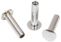 RivetKing - 0.134 to 0.141" Hole Diam, Round Head, Zinc Plated Steel, Semi Tubular Rivet - 3/8 Head Diam, 3/8" Length Under Head, 3/16 Body Diam - USA Tool & Supply