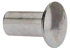 RivetKing - 0.084 to 0.09" Hole Diam, Round Head, Zinc Plated Steel, Semi Tubular Rivet - 7/32 Head Diam, 1/4" Length Under Head, 1/8 Body Diam - USA Tool & Supply