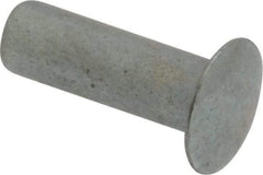 RivetKing - 0.084 to 0.09" Hole Diam, Round Head, Zinc Plated Steel, Semi Tubular Rivet - 7/32 Head Diam, 3/8" Length Under Head, 1/8 Body Diam - USA Tool & Supply