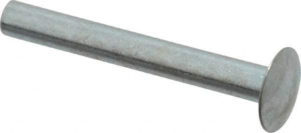 RivetKing - 0.084 to 0.09" Hole Diam, Round Head, Zinc Plated Steel, Semi Tubular Rivet - 7/32 Head Diam, 1" Length Under Head, 1/8 Body Diam - USA Tool & Supply