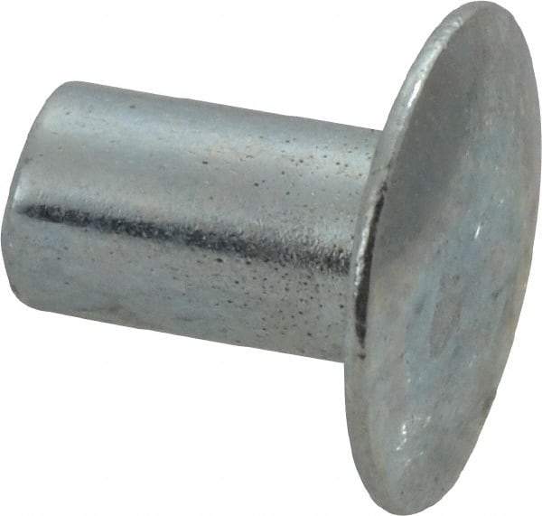 RivetKing - 0.1 to 0.17" Hole Diam, Round Head, Zinc Plated Steel, Semi Tubular Rivet - 5/16 Head Diam, 1/4" Length Under Head, 9/64 Body Diam - USA Tool & Supply