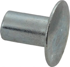 RivetKing - 0.1 to 0.17" Hole Diam, Round Head, Zinc Plated Steel, Semi Tubular Rivet - 5/16 Head Diam, 1/4" Length Under Head, 9/64 Body Diam - USA Tool & Supply